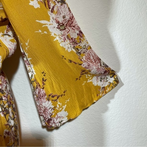 Chic Soul Mustard Floral Romper 2X (16-18) Plus Size Boho Festival - Picture 8 of 16